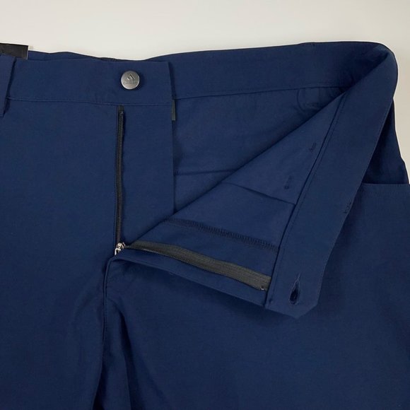 Adidas Mens Adicross Golf Shorts Navy Blue Flat Front Stretch Nylon Blend 38 New - Picture 9 of 12